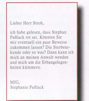 Fiktiver Brief von Stephanie Paßlack