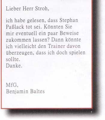Fiktiver Brief vom Nachwuchsspieler