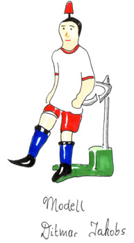 Zeichnung von Tipp-Kickk-Figur Dietmar Jakobs